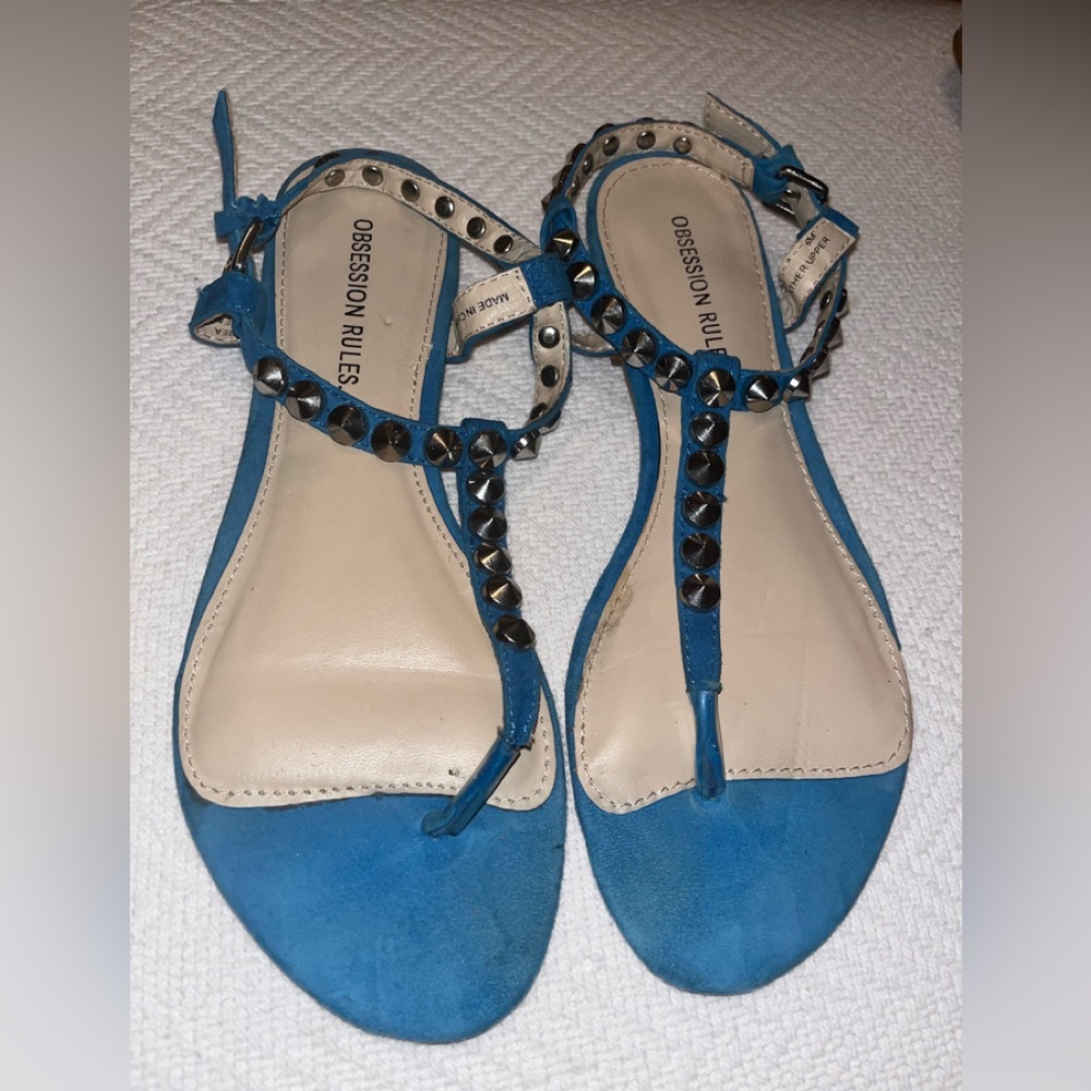 Obsession Rules, Royal Blue Sandals with Studs, Size 6